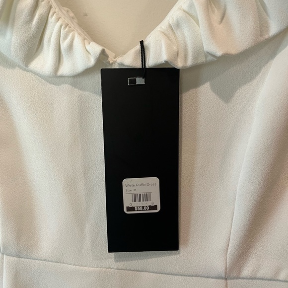 NWT White Ruffle V Neck Mini Dress | Bachelorette - Picture 3 of 3